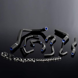 PIT66 Silicone Radiator Hose Kit,Compatible with 88-91 Civic/CRX EE EF/CR-X Base/DX/HF/Si Black with Clamps