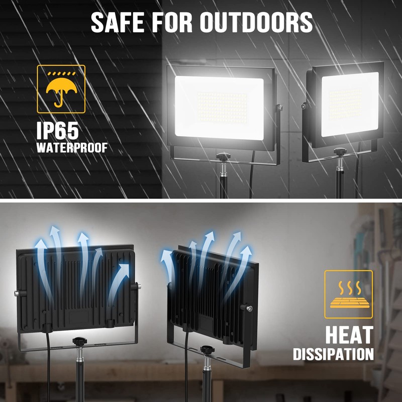 LIVOWALNY 2PCS LED Work Lights with Stand, 110W 11000 Lumens