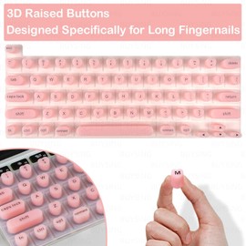 Keyboard Cover for Long Nails with Tactile Markers | Heart-Shaped Silicone Anti-Static Keys Protector, Universal Fit for MacBook Air/Pro (2020-2024 Models)