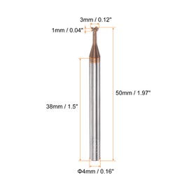 HARFINGTON T Slot End Mill Milling Cutter 3mm Cutting 1mm Depth 4mm Shank Solid Carbide Titanium Coated 4 Flutes for Stainless Steel Alloy
