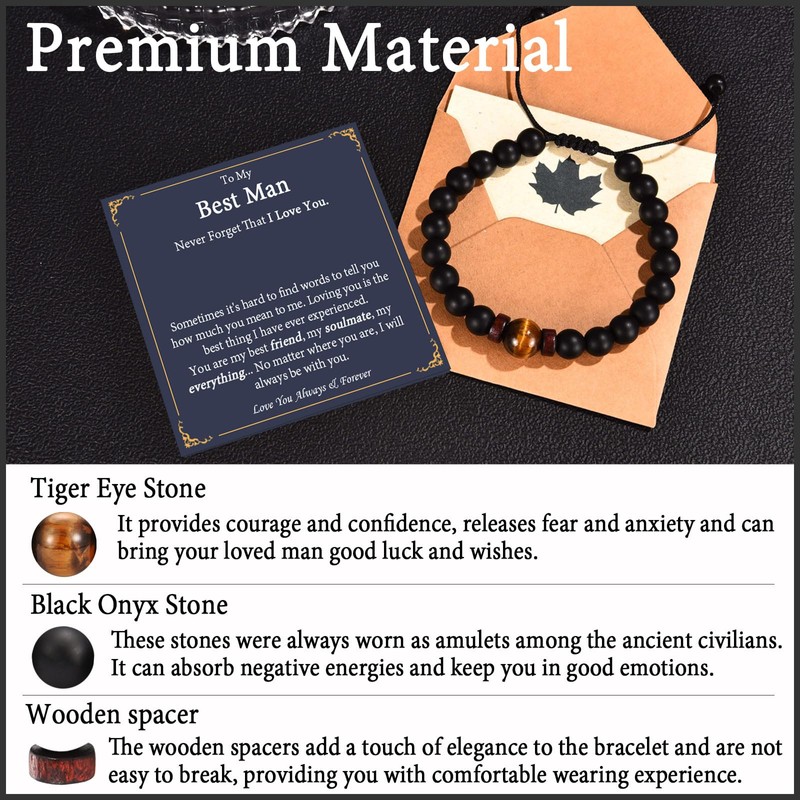 EPVID Gifts for Men, Tiger Eye Bracelet Gift for Him,