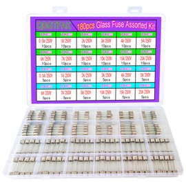QBGTFAK 24 Values 180pcs Quick Blow Glass Tube Fuse Assorted Kit 250V 0.5A 1A 2A 3A 4A 5A 6A 7A 8A 10A 15A 25A 6x30mm, 250V 0.5A 1A 2A 3A 4A 5A 6A 7A 8A 10A 15A 25A 5x20mm (5x20mm and 6x30mm)