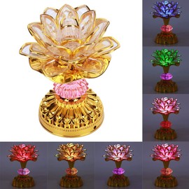 LED Lotus Buddhist Lamp, 7 Color Changing Temple Light, 6.3inch LED Lotus Flower Lamp, Gradient Buddha Lamp Light for Worship, Prayer and Display,Low Power