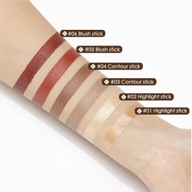 Highlighter Contour Stick, MACGUO Glow Highlighter Makeup Stick, Bronzer Smooth Shine Shimmer Face Highlighter, Waterproof Long Lasting Multi-Use Blendable Cream (03# Contour stick)