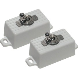Seco-Larm SS-076Q/SW ENFORCER SPST Toggle Switch, Rated 3A at 125VDC, Attractive Plastic Case With 2 Screw Holes And Pre-wired 6"(15cm) Leads For Easy Surface Mounting, White, Pack of 2