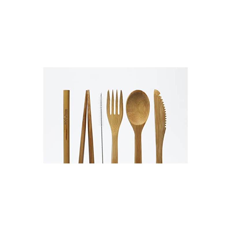Ecowood® Juego de Cubiertos de Bambú - Incluye 7 Piezas