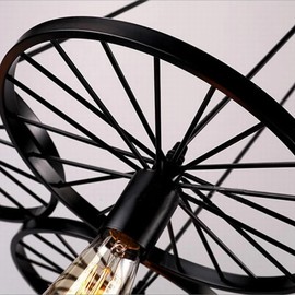 OXTXO Retro Iron Pendant Light,Chandelier Lamp with E27 Hanging Fixture, bar, Warehouse, Restaurant, Home, and cafes,Ceiling Hanging Lamp Creative Indoor Lighting Fixture, Cage Wheel lamp