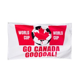 For the Love of Canada Soccer Flag, 5x3 FT Soccer Flag with RED Background & Canada Decal Sticker, Soccer gifts, World Cup Fan Supporter Banner for Indoor & Outdoor Use