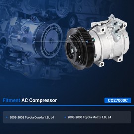 Autoround A/C AC Compressor with Clutch 158386 Compatible with Toyota Corolla/Matrix 2003 2004 2005 2006 2007 2008 1.8L L4