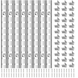 Adjustable Shelf Bracket 40 Inch 8 Pack Silver Shelf Pilaster Strips Shelf Rail Shelf Track Adjustable Wall Shelves Shelf Standards and Supports for Cabinet Closet Organization (Silver)