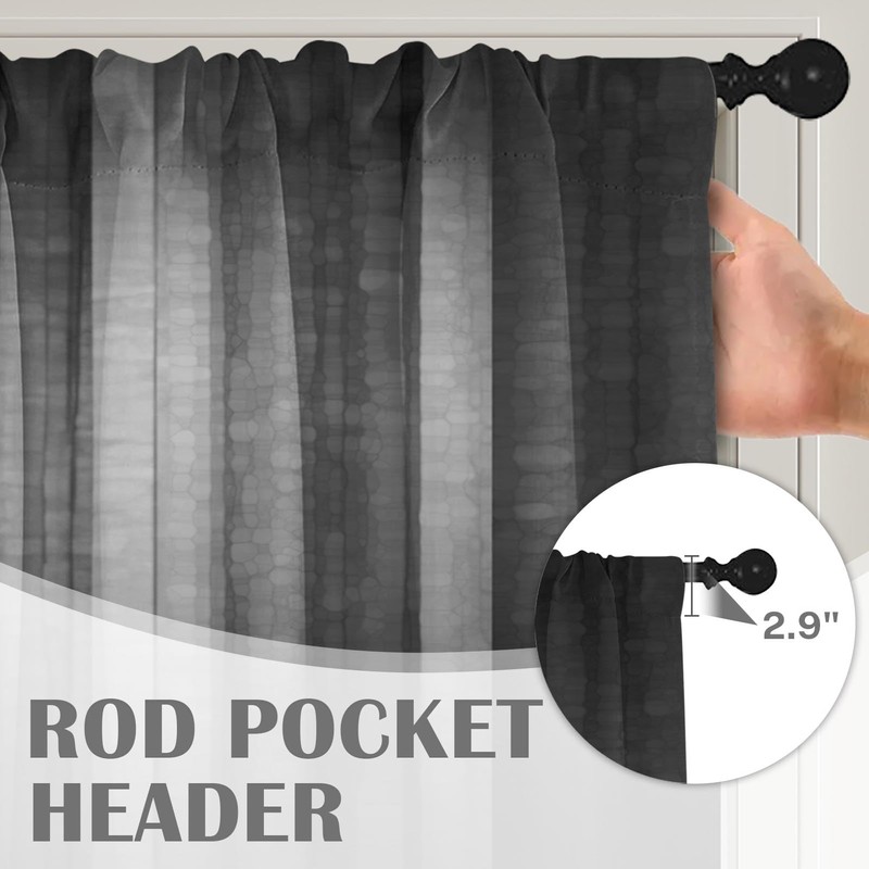 Emvency 2 Pack Dark Grey Valances Window Treatments, Gray Striped