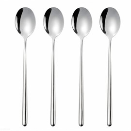 Korean Spoon,Stainless Steel Table Spoons,8.15 inch Long Handle Dinner Rice Soup Spoon Set for Home Kitchen Restaurant - 4 PCS