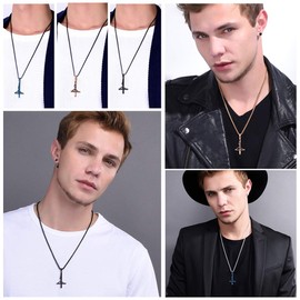 U7 Men Women Stainless Steel Chain with Upside Down Crucifix Pendant Inverted Cross Necklace 24"