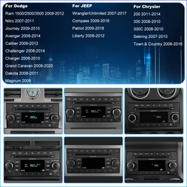 Car Radio for Jeep Wrangler JK 2007-2017, Dodge Ram 1500/2500/3500 2009-2012, Dodge Avenger 2008-2014, Jeep Compass Patriot 2009-2016, Touch Screen Stereo, Wireless CarPlay Bluetooth WiFi GPS FM SWC