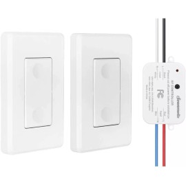 DEWENWILS Wireless Remote Control Light Switch and Receiver Kit 2 Wall Switches
