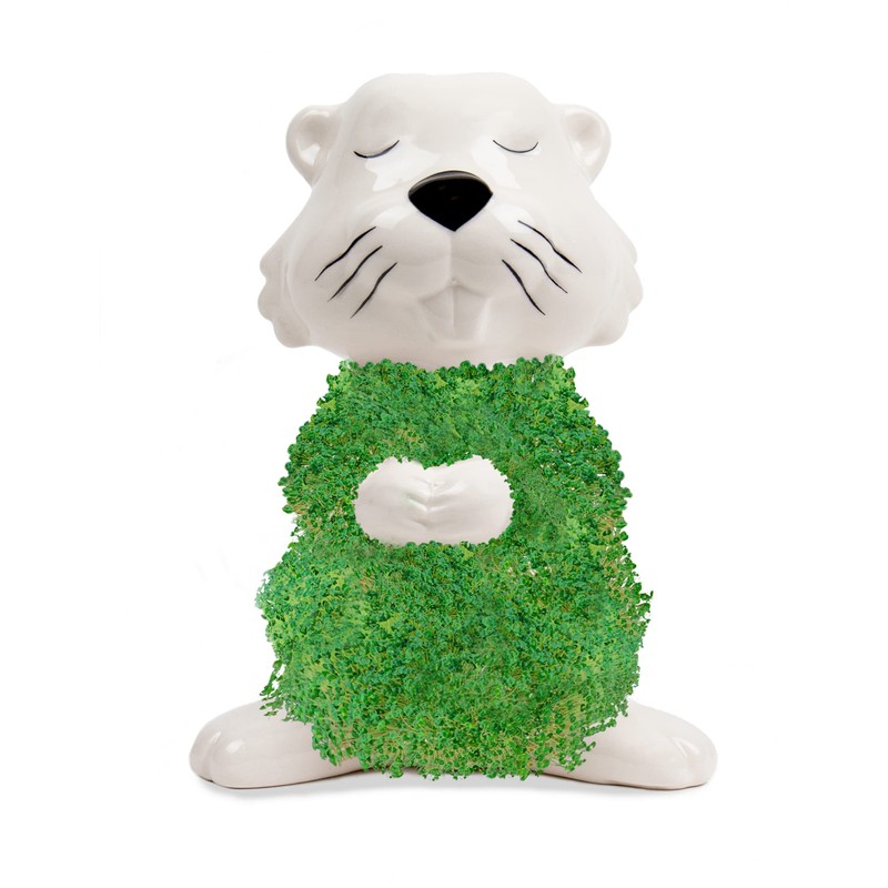 Gift Republic Beaver Planter, Ceramic, White, One-Size