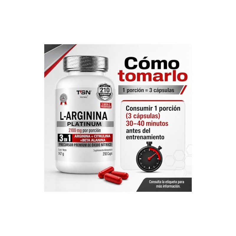 Arginina Platinum 2100mg Por Porción Citrulina Beta Alanina Pre Workout