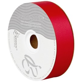Berwick FL9 252 1-7/16" Wide Flora Satin Ribbon for Flowers, 100 Yards, Hot Red, 1 Spool