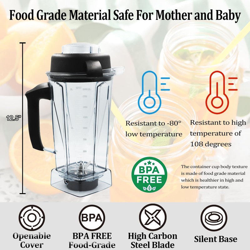 Blender Pitcher 64oz, Compatible with 5200 5000 5300 6300 VM0101