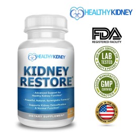 HealthyKidney Kidney Support Cleanse Complete Flush Toxins Revitalize 60 Capsules for UTI