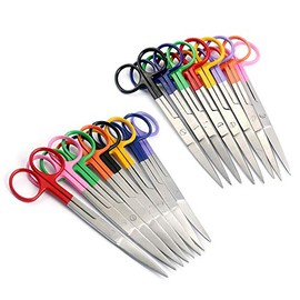 G.S 16 PCS Operating/Dressing Scissors Sharp/Sharp 5 1/2" Straight & Curved, Stainless Different Color Handles