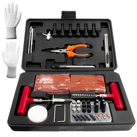 Socpuro 98Pcs Tire Repair Kit with Plugs, Heavy Duty Tire Patch Kit to Fix Plug Flats, Universal Tubeless Tire Puncture Change Tools for Car Motorcycle Truck ATV Trailer RV Tractor