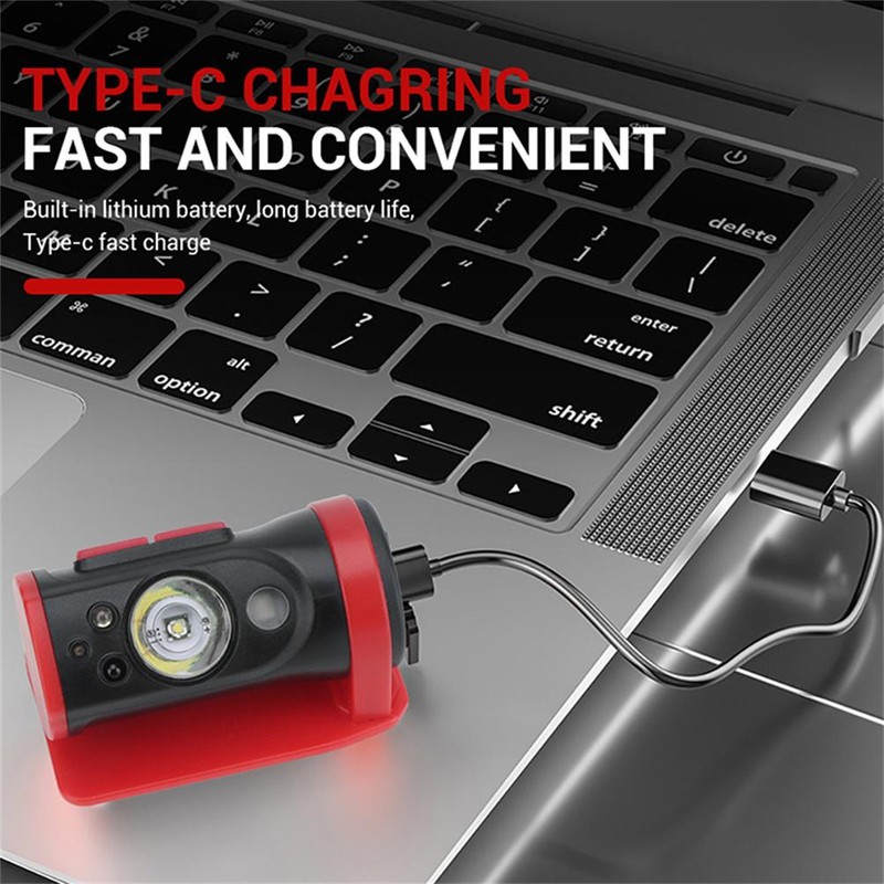 USB Induction Headlamp Hand Wave Sensing Headlight LED Work Headlight