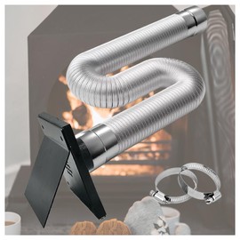 2 in Pellet Stove Vent Pipe Kit,Outside Fresh Air Intake Pipe Vent Kit for Corn and Pellet Wood Stove,with Wall Plate Screen,2"X 60"Aluminum Pipe and 2 Screw Clamps, Rain Proof