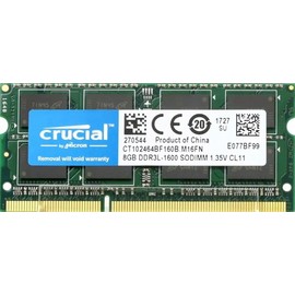 Crucial CT102464BF160B - Modulo de Memoria para Computadora Portátil, 8GB, DDR3L-1600 SODIMM