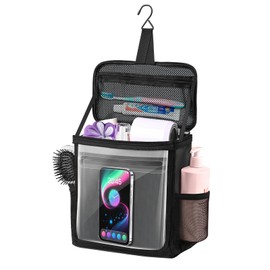 Kebrela Hanging Shower Caddy Portable, Travel Toiletry Bag for Men & Women, Large Capacity with Hook,Dorm Room Essentials With Waterproof Phone Compartment, for Bathroom, Picnic, Gym, Travel(Black)