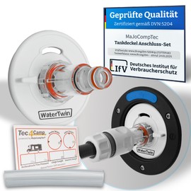 MaJoCompTec® Watertwin Fuel Cap with Water Connection, Water Tank Cap Filling Connection for Water Filler Nozzle, Motorhome Caravan Accessories (Pro Version + Filter, Adapter 3-PIN D: 78)