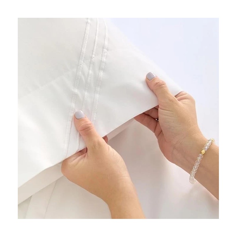 Henza.Q White Queen Sheets Set - 4 PC Hotel Luxury