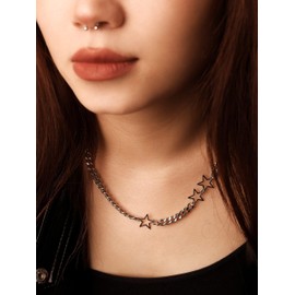 Acun Y2K Star Choker Grunge Aesthetic Stars Necklace Emo Chain Chokers Punk Jewelry Gothic Gifts for Friends(Silver)