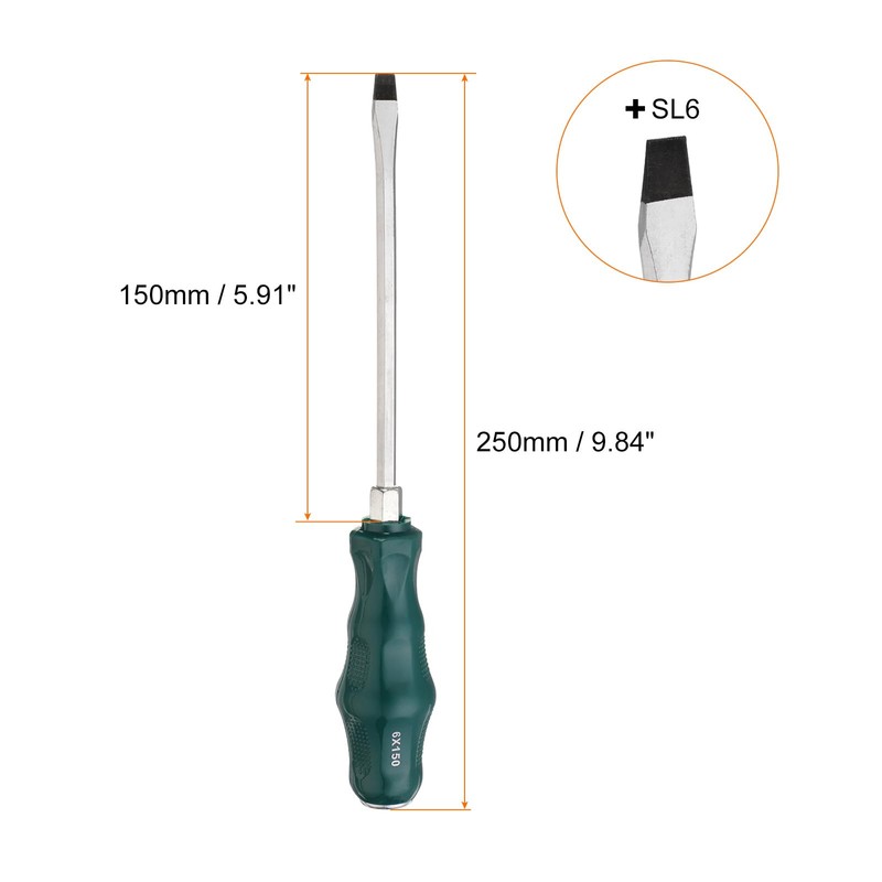 QUARKZMAN 2 Stück SL6 Flachkopf-Schraubendreher 9,8" Magnetische Abbruch-Schlitzschraubendreher 5,9" CR-V