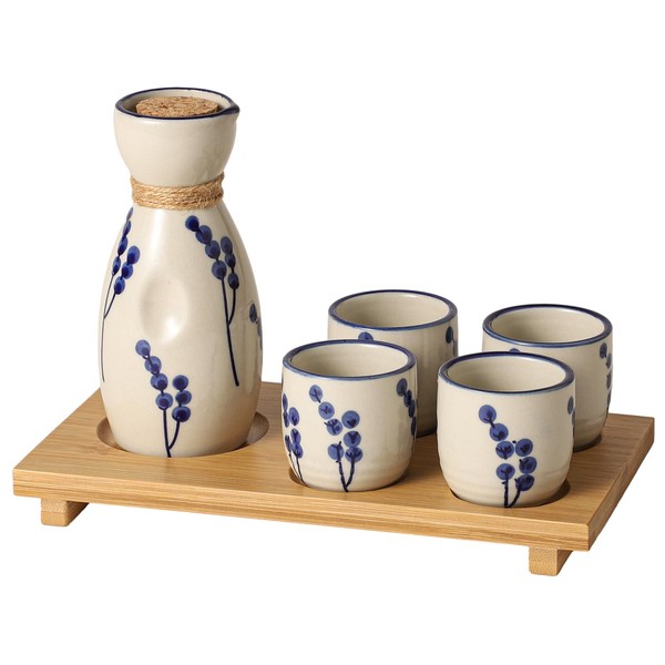 Mocerakai Ceramic Sake Set 5pcs Japanese Traditional Sake Set with