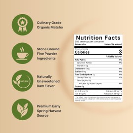 Organic Matcha Green Tea Powder, 2 Pounds | Unsweetened with Zero Sugar, Culinary Grade, Potent Early Harvest, Fine Stone Ground – Vegan, All Purpose, Great for Matcha Latte