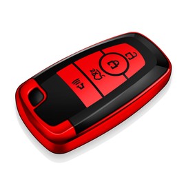 Tukellen for Ford Key Fob Cover Soft TPU Full Protection Key Case Compatible with Fusion Explorer Escape F150 F250 F350 F450 F550 Mustang Edge Maverick Expedition Lincoln Aviator (Red, 4 Buttons)