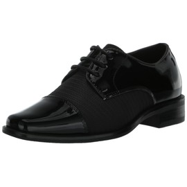 Stacy Adams Boy's Pharaoh Cap Toe Oxford, Black, 6 Big Kid