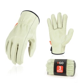 Vgo... 3Pairs Safety Pigskin Leather Work Gloves Men,Rigger Gloves,Builder Gloves(Size S,Cyan,PA9501)