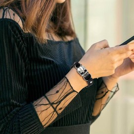 Dmaiy Leather Skull Bracelet for Men Gothic Punk Bracelets Vintage Black Bracelet Cuff Jewelry Wristband for Festival (Black single)