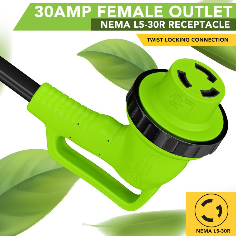 Leisure Cords 90 Degree Flat Cable 25FT Power Extension Cord