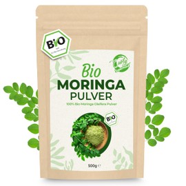 Curly Superfood Moringa Pulver Bio 500g - 100% naturreine BIO Rohkostqualität aus Indien - Fein gemahlenes Bio Moringa Pulver für Moringa Tee, Smoothies, Säfte & Speisen
