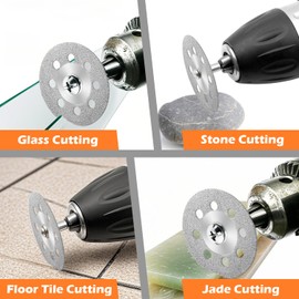 VLYX 545 Diamond Cutting Wheels (20PCS) + 3mm Mandrel (4PCS) for Rotary Tools - Professional-Grade Cut Off Discs for Stone, Glass, Tile, Ceramic Materials