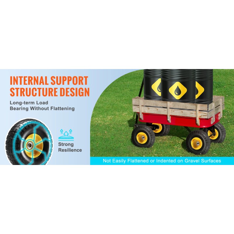 Vevor 10" Flat Free Tire Wheel 2 Pack Solid PU