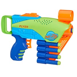 Nerf - Lanzador Elite Jr Flyer Easy-Play - 5 Dardos Nerf Elite - Juegos Exteriores - A Partir de 6 años - Fácil de sostener, Cargar y lanzar