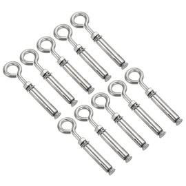 PATIKIL Expansion Hook M6 10 Pack 304 Stainless Steel Concrete Wall Hook Screw for Concrete Brick Stone Ceiling Hanging Silver