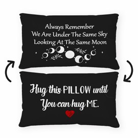 Long Distance Relationship Gifts Always Remember We are Under The Same Sky Reversible Decor Throw Pillow Case Decor for Home Bedroom,12''x20''Black Pillow case,Gift for Boyfriend,Girlfri (black-3)