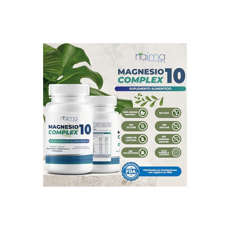 NAIMA Magnesio 10 Complex | Suplemento Alimenticio con 10 Formas
