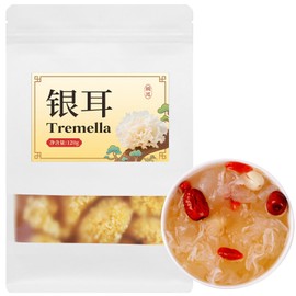 White Snow FungusTremella 银耳 去根特级银耳4.23oz / 120g Dried Snow Fungus (White Fungus) - Natural Silver Ear Mushroom Tremella, - Sulfur-Free, Vegan, Resealable Bag - Perfect for Desserts, Make Soup and Porridge 银耳红枣羹