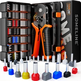 SOMELINE Ferrule Hexagonal Crimping Tool Kit, 21 Sizes Ferrules, 24-8 AWG Ferrule Crimper, Hexagonal Crimp Pliers Ferrule Terminal Kit